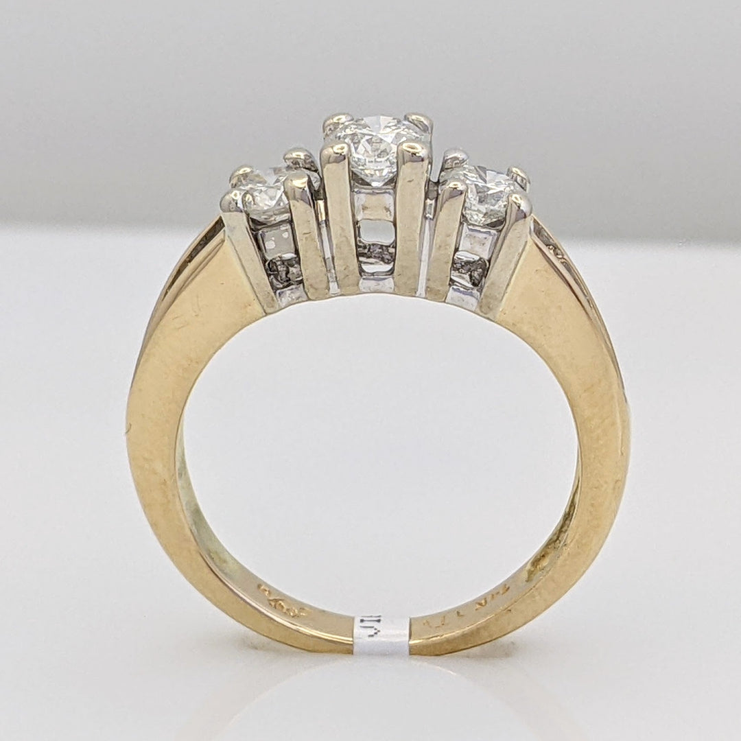 14K 1.00 CARAT TOTAL WEIGHT I1 E DIAMOND ROUND (9) ESTATE TRINITY RING 4.8 GRAMS