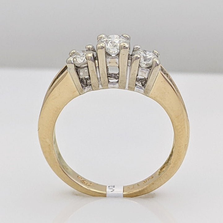 14K 1.00 CARAT TOTAL WEIGHT I1 E DIAMOND ROUND (9) ESTATE TRINITY RING 4.8 GRAMS