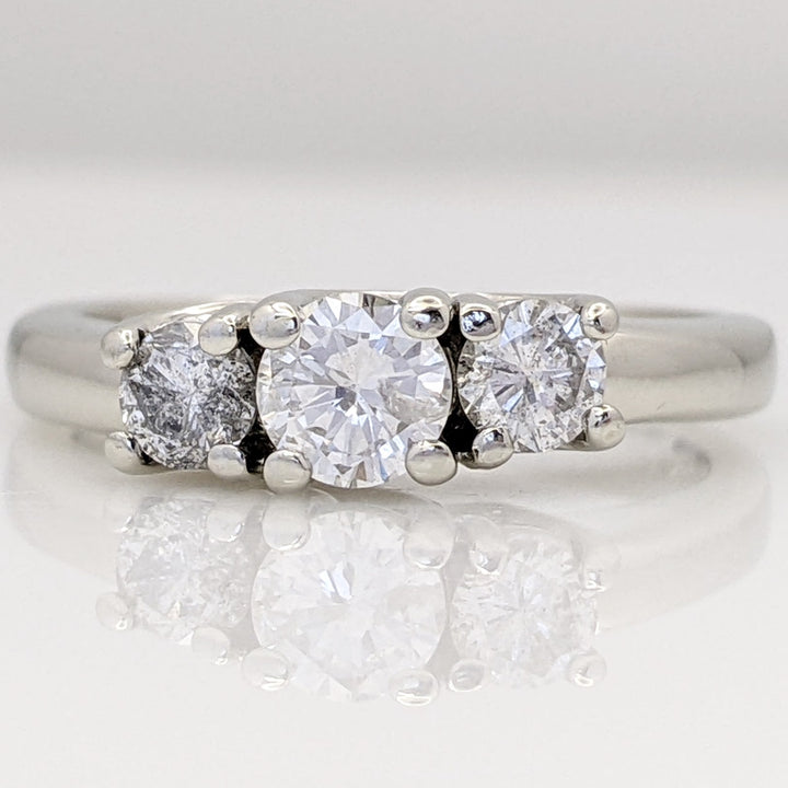 14K WHITE .64 CARAT TOTAL WEIGHT I1 I DIAMOND ROUND (3) TRINITY ESTATE RING 3.8 GRAMS