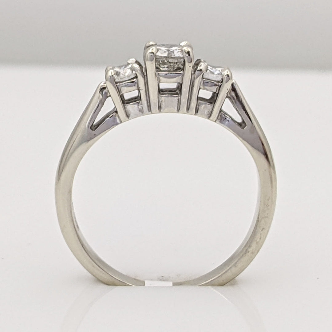 14K WHITE .40 CARAT TOTAL WEIGHT SI2 I DIAMOND ROUND (3) TRINITY ESTATE RING 2.7 GRAMS