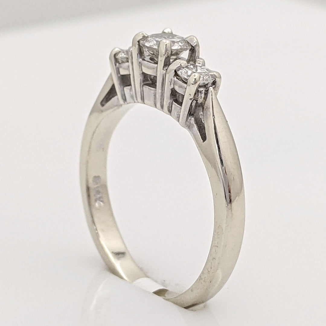 14K WHITE .40 CARAT TOTAL WEIGHT SI2 I DIAMOND ROUND (3) TRINITY ESTATE RING 2.7 GRAMS