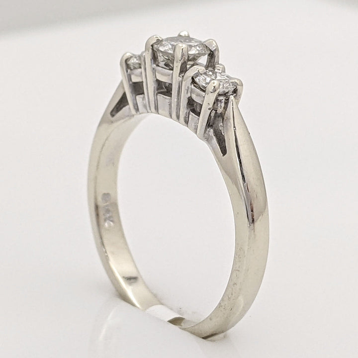 14K WHITE .40 CARAT TOTAL WEIGHT SI2 I DIAMOND ROUND (3) TRINITY ESTATE RING 2.7 GRAMS