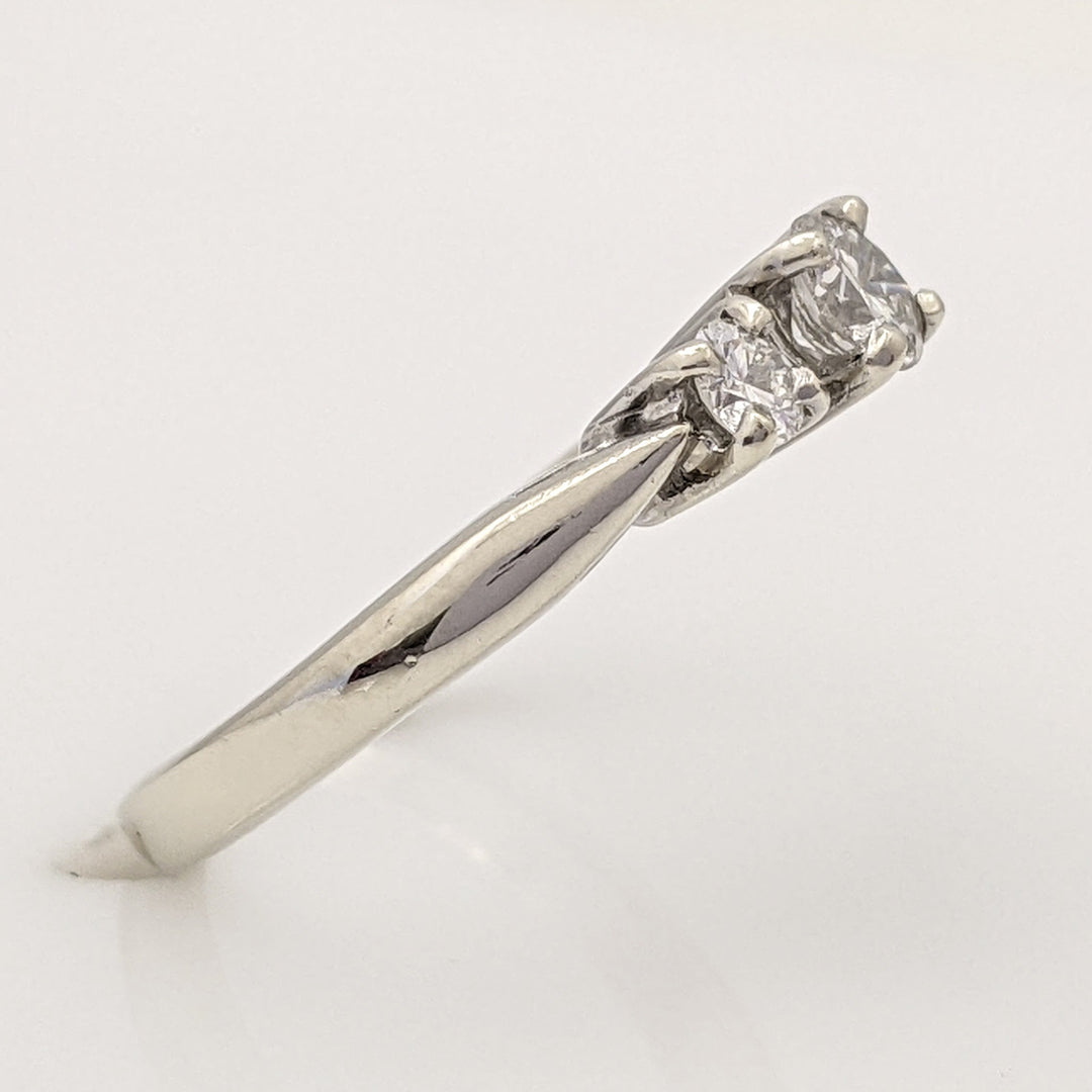 14K WHITE .40 CARAT TOTAL WEIGHT SI2 I DIAMOND ROUND (3) TRINITY ESTATE RING 2.7 GRAMS