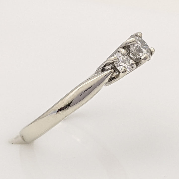 14K WHITE .40 CARAT TOTAL WEIGHT SI2 I DIAMOND ROUND (3) TRINITY ESTATE RING 2.7 GRAMS