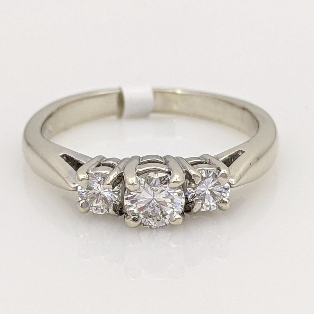 14K WHITE .40 CARAT TOTAL WEIGHT SI2 I DIAMOND ROUND (3) TRINITY ESTATE RING 2.7 GRAMS