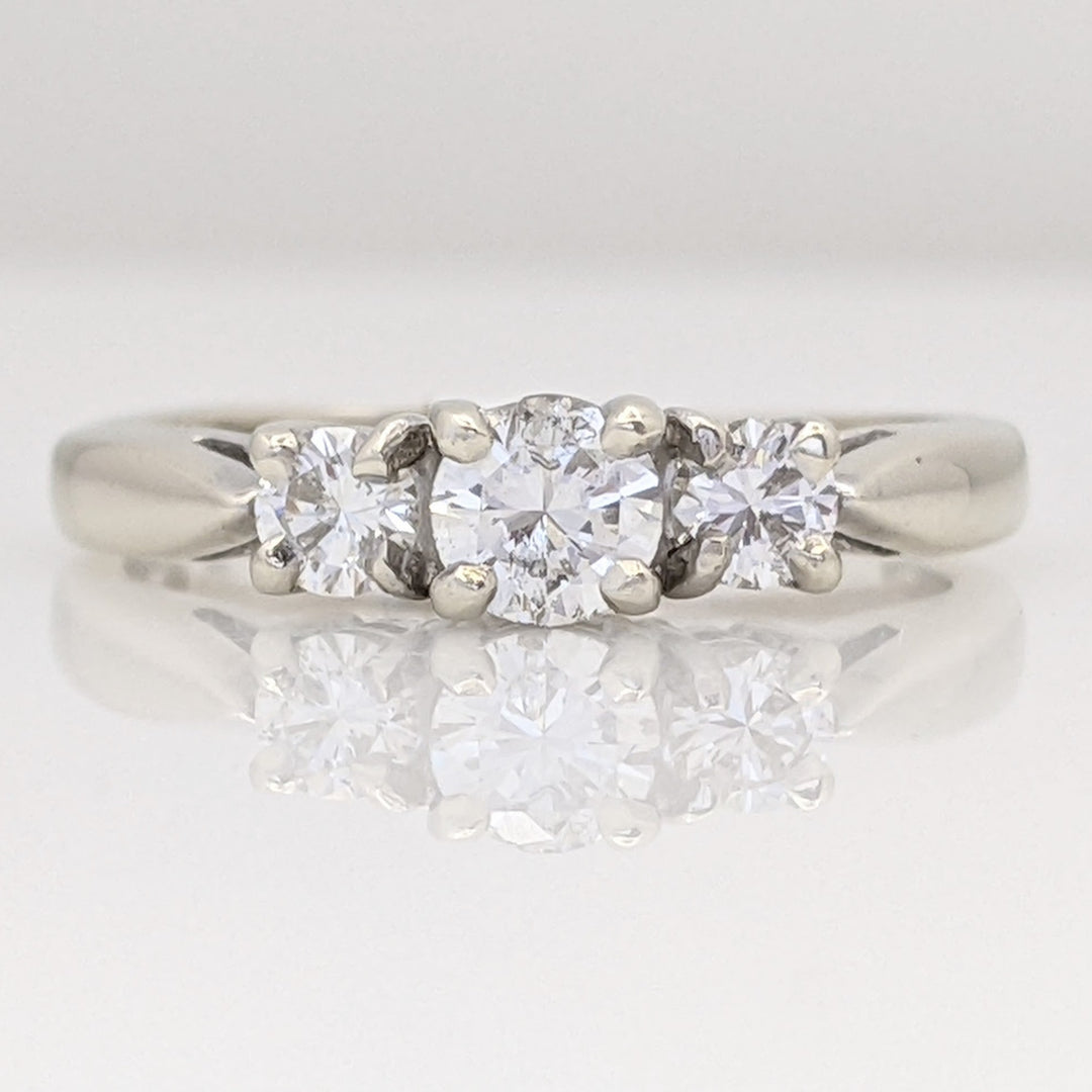 14K WHITE .40 CARAT TOTAL WEIGHT SI2 I DIAMOND ROUND (3) TRINITY ESTATE RING 2.7 GRAMS