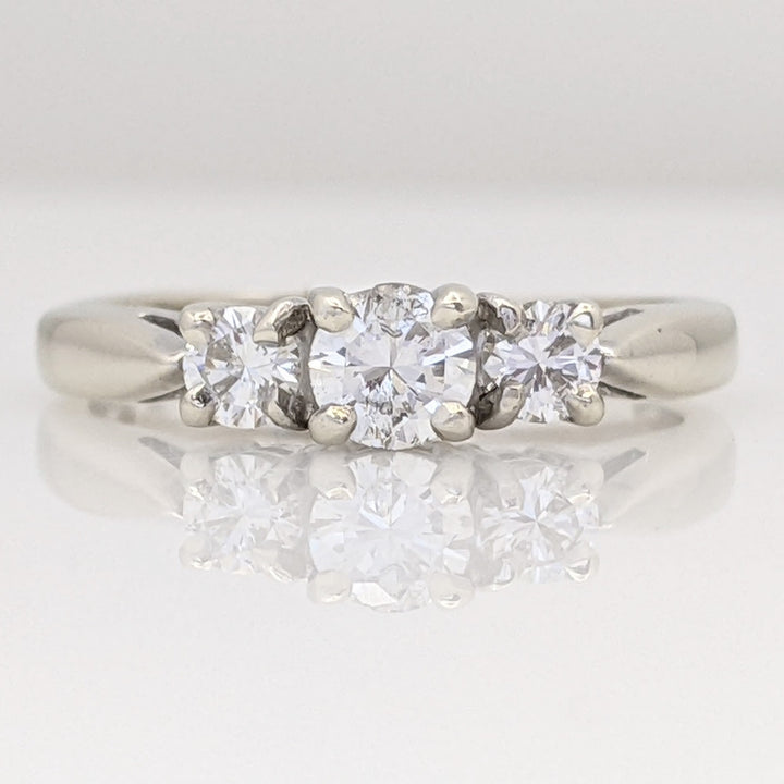 14K WHITE .40 CARAT TOTAL WEIGHT SI2 I DIAMOND ROUND (3) TRINITY ESTATE RING 2.7 GRAMS