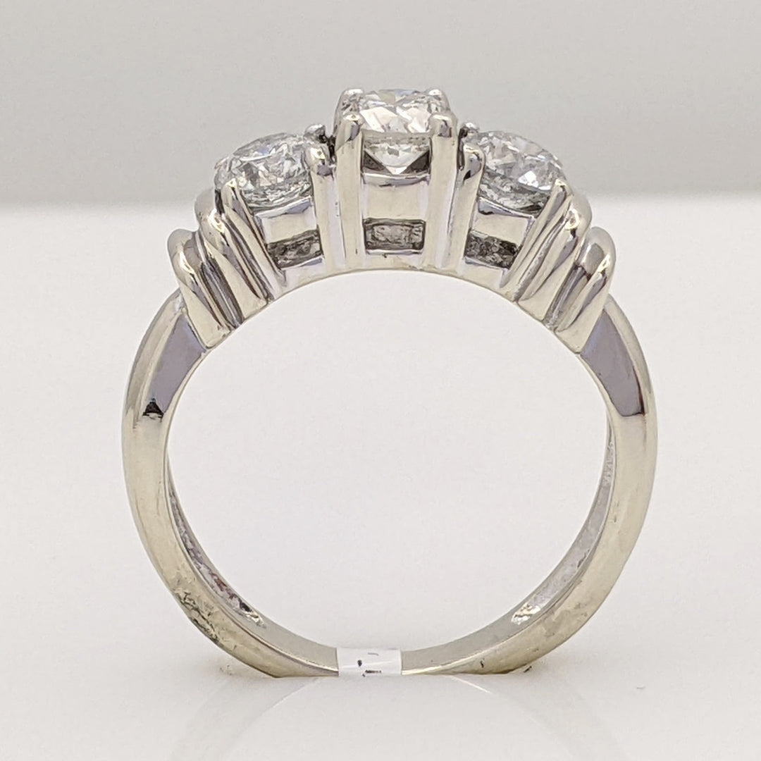 14K WHITE .96 CARAT TOTAL WEIGHT I2 G DIAMOND ROUND (3) ESTATE TRINITY RING 3.8 GRAMS