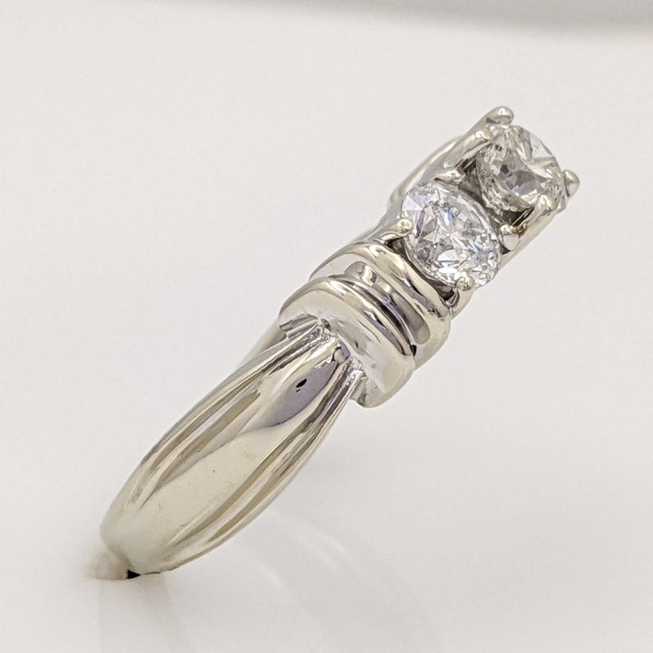 14K WHITE .96 CARAT TOTAL WEIGHT I2 G DIAMOND ROUND (3) ESTATE TRINITY RING 3.8 GRAMS
