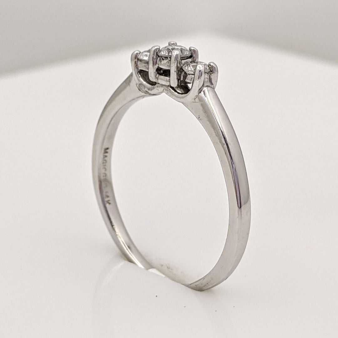 14K WHITE .22 CARAT TOTAL WEIGHT I1 G DIAMOND ROUND (3) TRINITY ESTATE RING 2.3 GRAMS