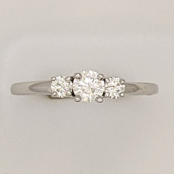 14K WHITE .50 CARAT TOTAL WEIGHT I1 G DIAMOND ROUND (3) ESTATE TRINITY RING 2.4 GRAMS
