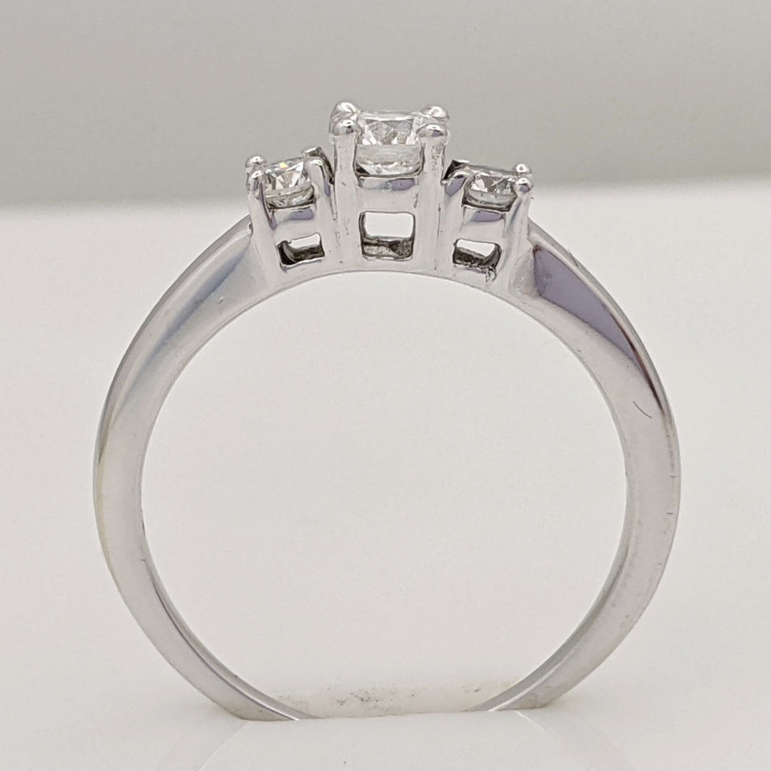 14K WHITE .50 CARAT TOTAL WEIGHT I1 G DIAMOND ROUND (3) ESTATE TRINITY RING 2.4 GRAMS