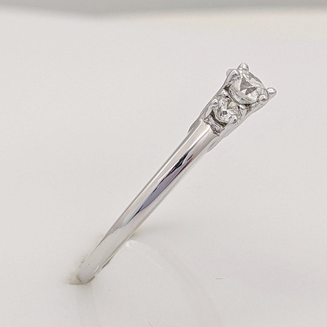 14K WHITE .50 CARAT TOTAL WEIGHT I1 G DIAMOND ROUND (3) ESTATE TRINITY RING 2.4 GRAMS