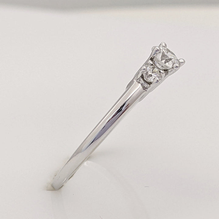 14K WHITE .50 CARAT TOTAL WEIGHT I1 G DIAMOND ROUND (3) ESTATE TRINITY RING 2.4 GRAMS