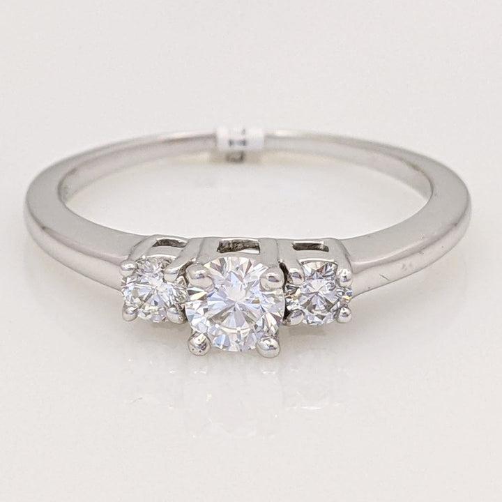14K WHITE .50 CARAT TOTAL WEIGHT I1 G DIAMOND ROUND (3) ESTATE TRINITY RING 2.4 GRAMS