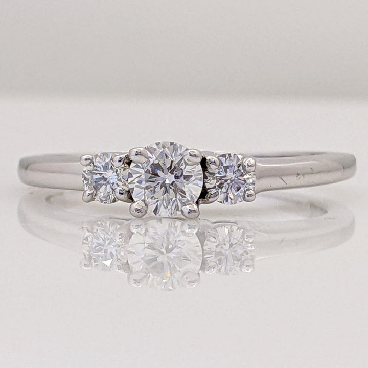 14K WHITE .50 CARAT TOTAL WEIGHT I1 G DIAMOND ROUND (3) ESTATE TRINITY RING 2.4 GRAMS