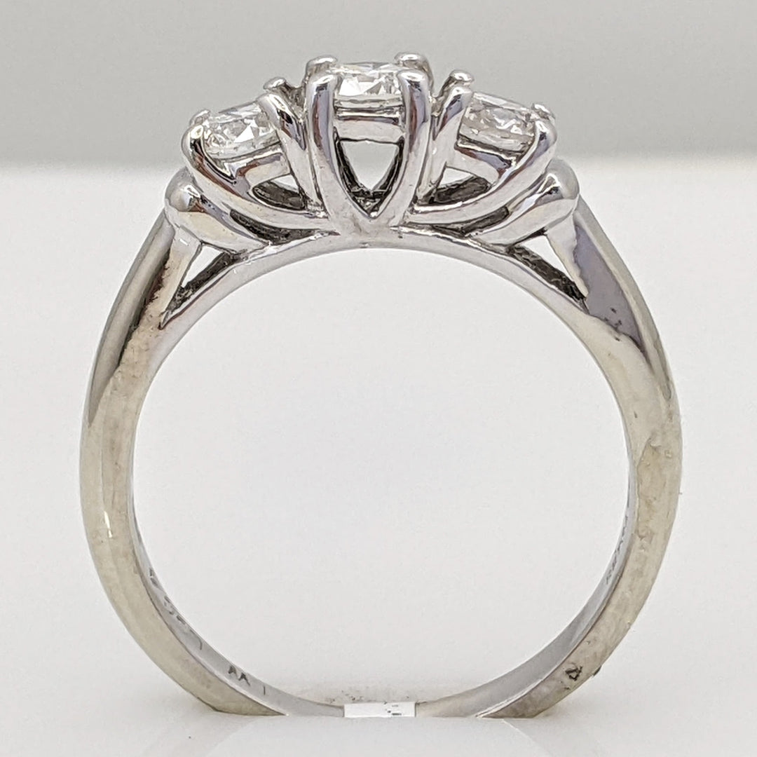 14K WHITE .75 CARAT TOTAL WEIGHT I1 H DIAMOND ROUND (3) ESTATE TRINITY RING 3.2 GRAMS