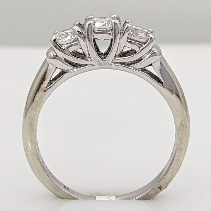 14K WHITE .75 CARAT TOTAL WEIGHT I1 H DIAMOND ROUND (3) ESTATE TRINITY RING 3.2 GRAMS