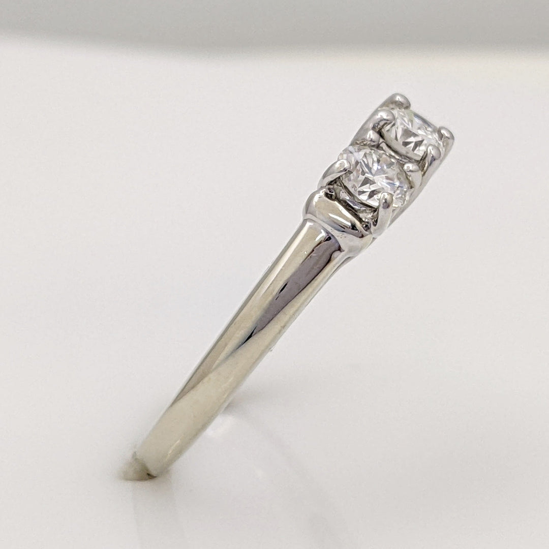 14K WHITE .75 CARAT TOTAL WEIGHT I1 H DIAMOND ROUND (3) ESTATE TRINITY RING 3.2 GRAMS