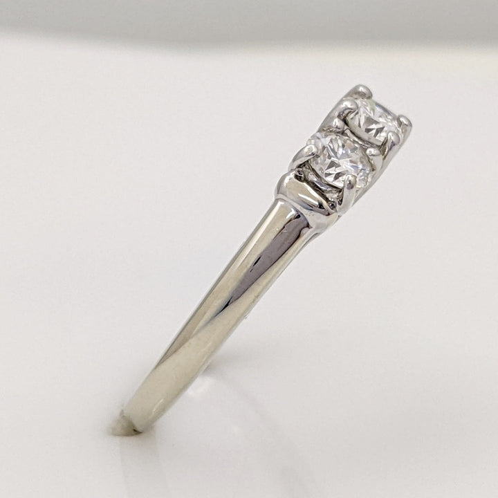 14K WHITE .75 CARAT TOTAL WEIGHT I1 H DIAMOND ROUND (3) ESTATE TRINITY RING 3.2 GRAMS