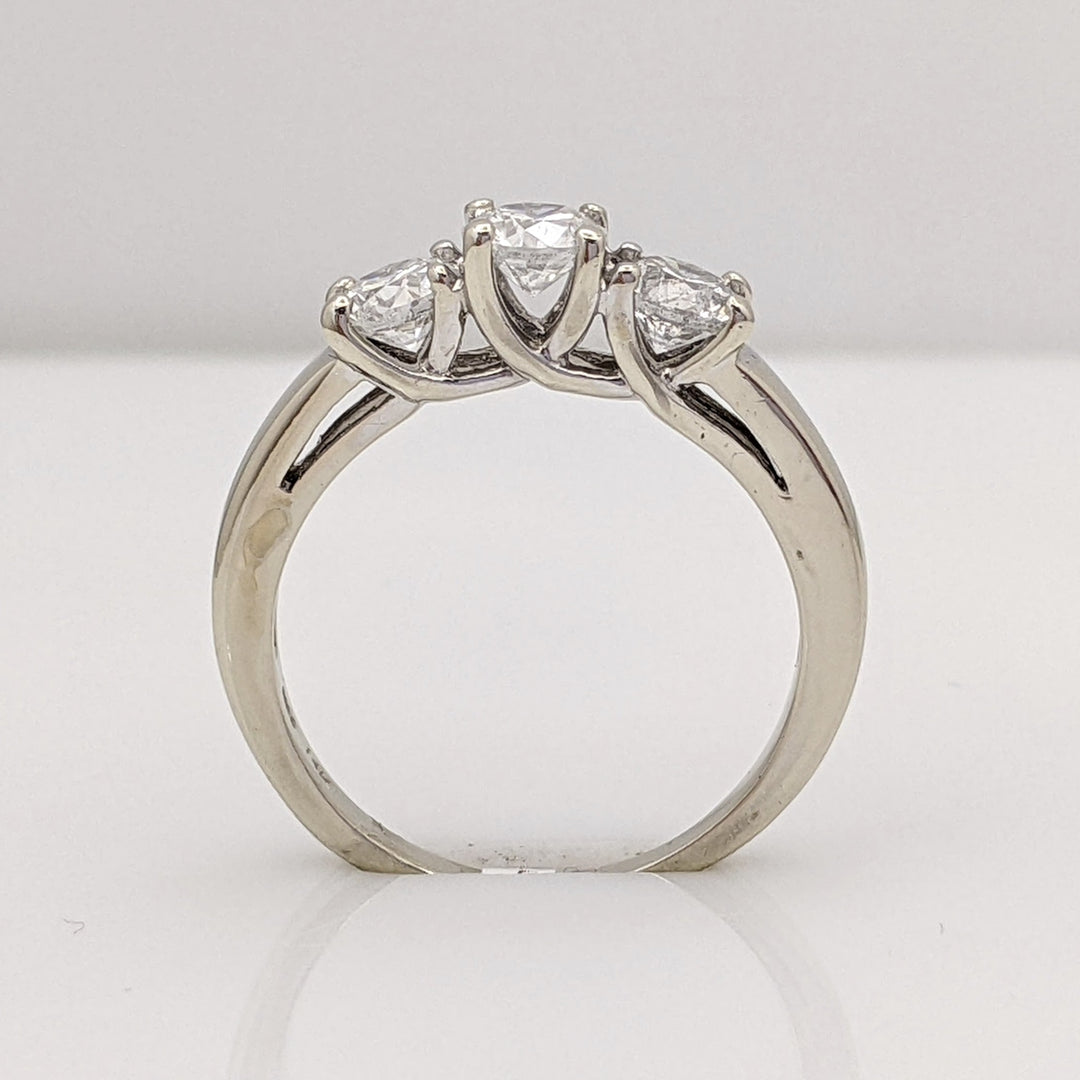 14K WHITE .97 CARAT TOTAL WEIGHT I2 H DIAMOND ROUND (3) TRINITY ESTATE RING 2.6 GRAMS