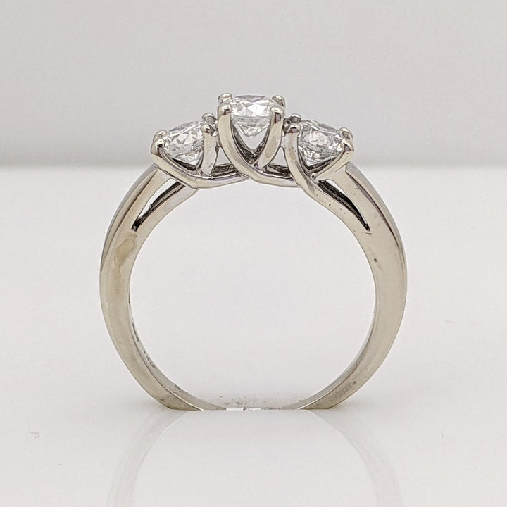 14K WHITE .97 CARAT TOTAL WEIGHT I2 H DIAMOND ROUND (3) TRINITY ESTATE RING 2.6 GRAMS