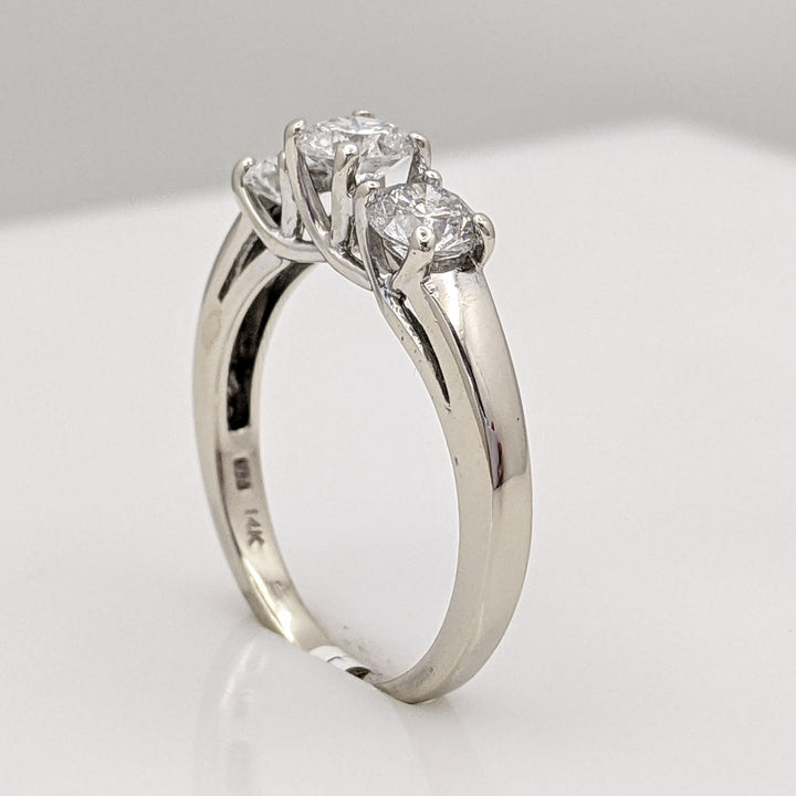 14K WHITE .97 CARAT TOTAL WEIGHT I2 H DIAMOND ROUND (3) TRINITY ESTATE RING 2.6 GRAMS