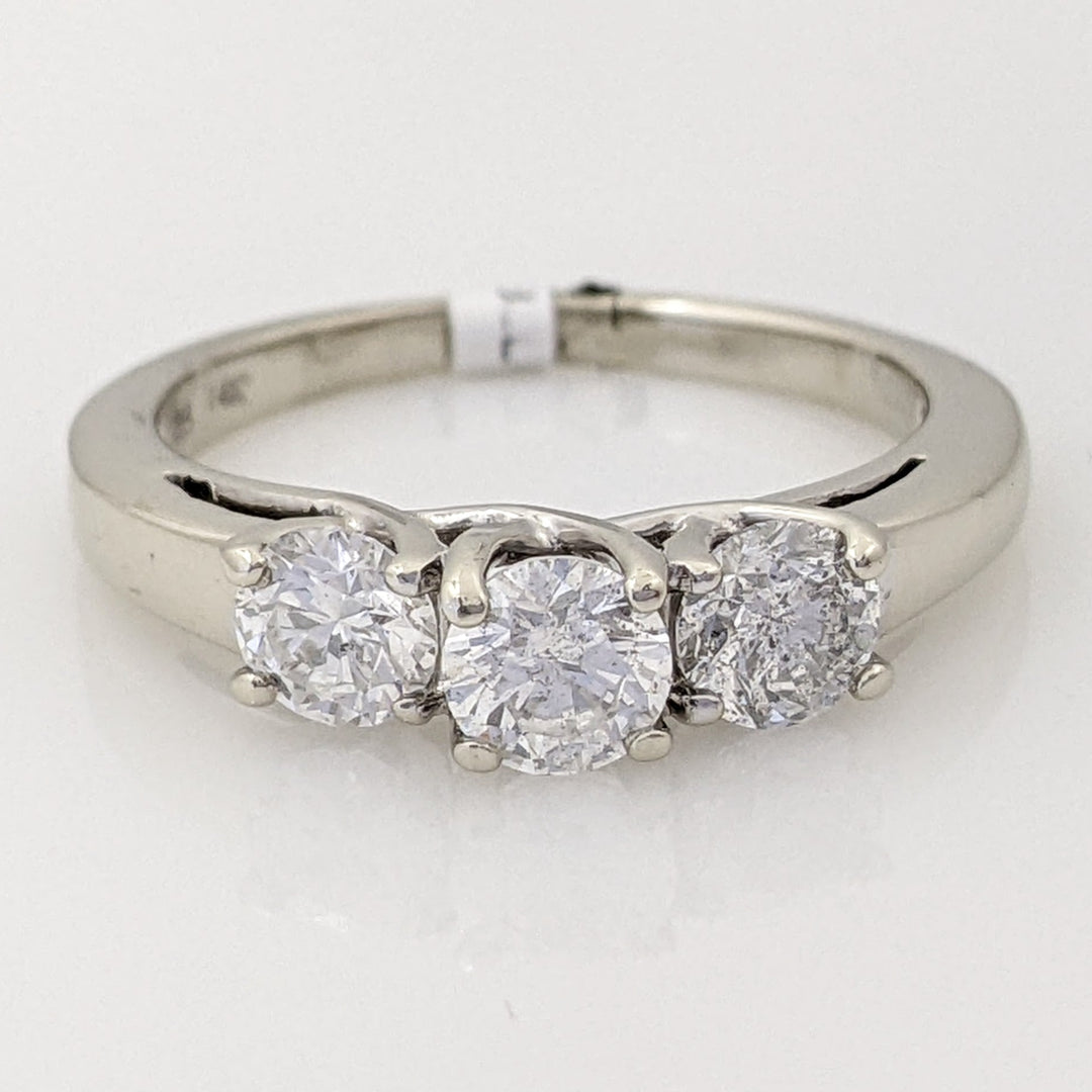 14K WHITE .97 CARAT TOTAL WEIGHT I2 H DIAMOND ROUND (3) TRINITY ESTATE RING 2.6 GRAMS