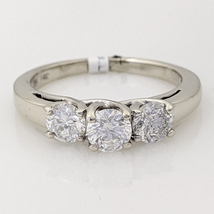 14K WHITE .97 CARAT TOTAL WEIGHT I2 H DIAMOND ROUND (3) TRINITY ESTATE RING 2.6 GRAMS