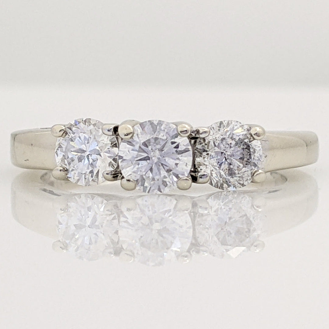14K WHITE .97 CARAT TOTAL WEIGHT I2 H DIAMOND ROUND (3) TRINITY ESTATE RING 2.6 GRAMS