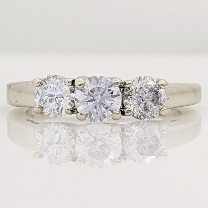 14K WHITE .97 CARAT TOTAL WEIGHT I2 H DIAMOND ROUND (3) TRINITY ESTATE RING 2.6 GRAMS