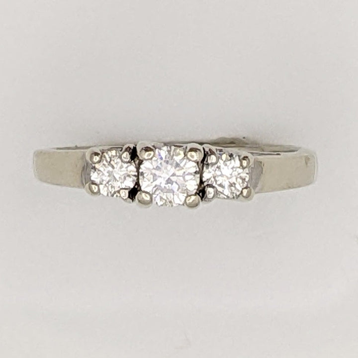 14K WHITE .42 CARAT TOTAL WEIGHT I1 G DIAMOND ROUND (3) TRINITY ESTATE RING 3.1 GRAMS