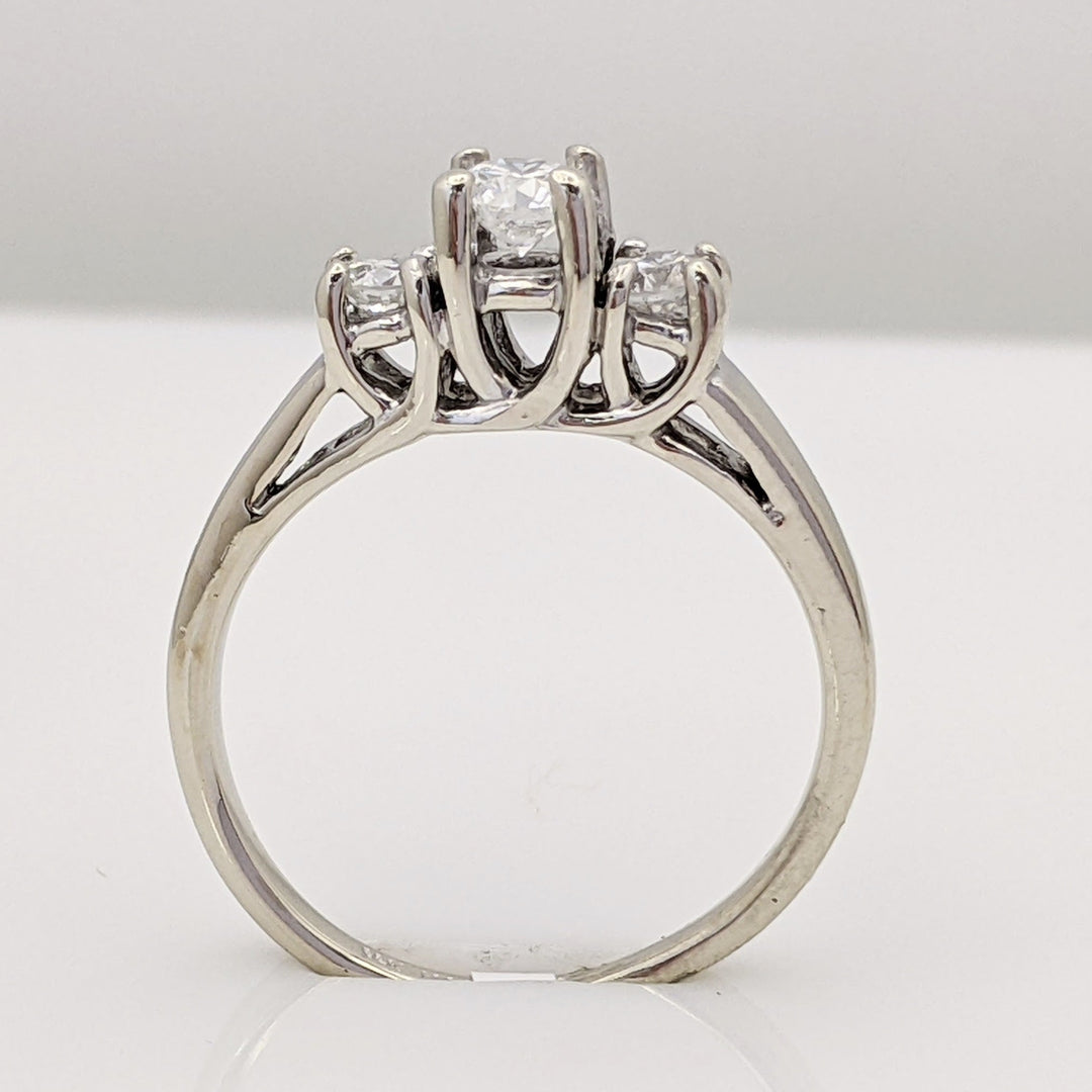 14K WHITE .42 CARAT TOTAL WEIGHT I1 G DIAMOND ROUND (3) TRINITY ESTATE RING 3.1 GRAMS