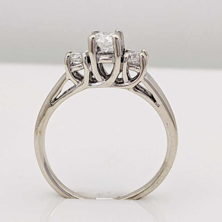 14K WHITE .42 CARAT TOTAL WEIGHT I1 G DIAMOND ROUND (3) TRINITY ESTATE RING 3.1 GRAMS