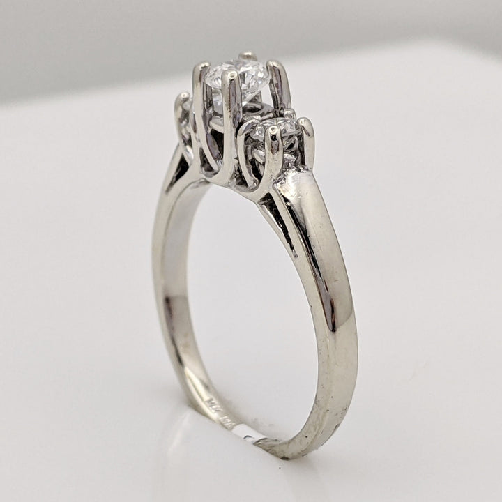14K WHITE .42 CARAT TOTAL WEIGHT I1 G DIAMOND ROUND (3) TRINITY ESTATE RING 3.1 GRAMS