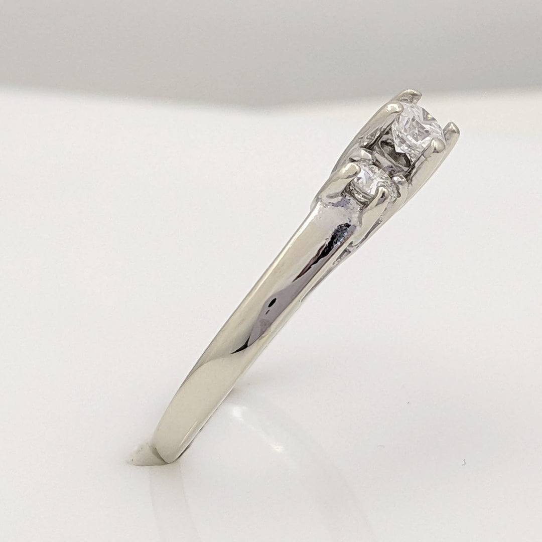 14K WHITE .42 CARAT TOTAL WEIGHT I1 G DIAMOND ROUND (3) TRINITY ESTATE RING 3.1 GRAMS
