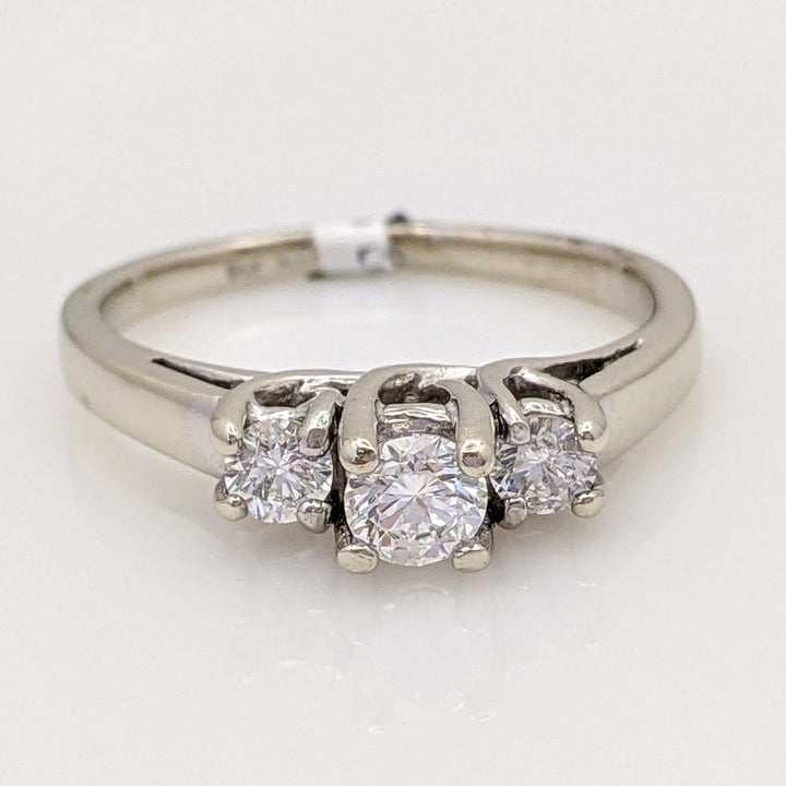 14K WHITE .42 CARAT TOTAL WEIGHT I1 G DIAMOND ROUND (3) TRINITY ESTATE RING 3.1 GRAMS