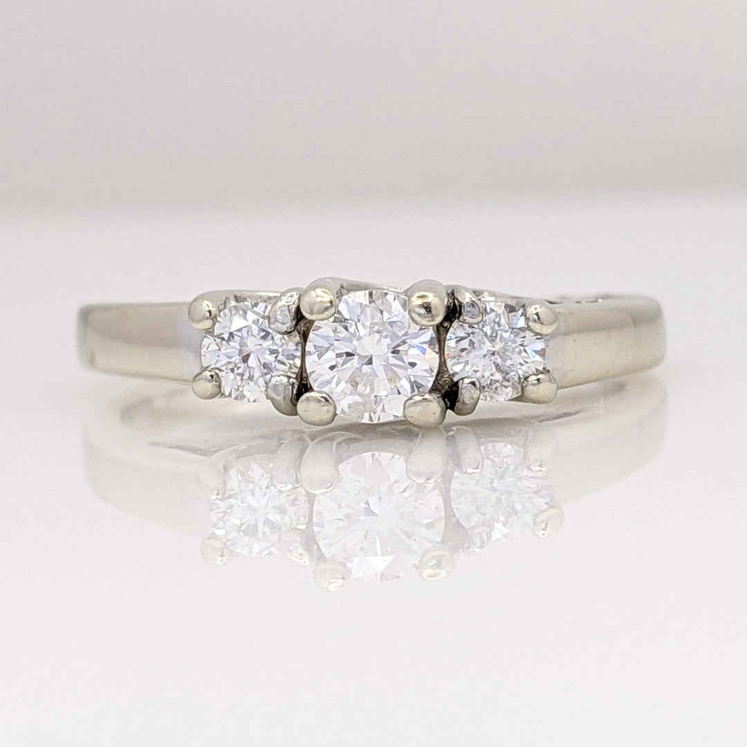 14K WHITE .42 CARAT TOTAL WEIGHT I1 G DIAMOND ROUND (3) TRINITY ESTATE RING 3.1 GRAMS