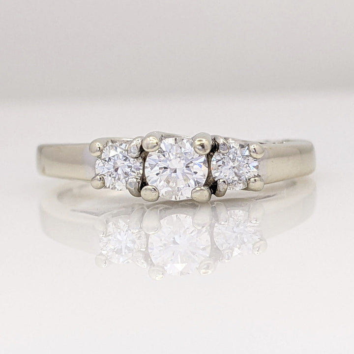 14K WHITE .42 CARAT TOTAL WEIGHT I1 G DIAMOND ROUND (3) TRINITY ESTATE RING 3.1 GRAMS