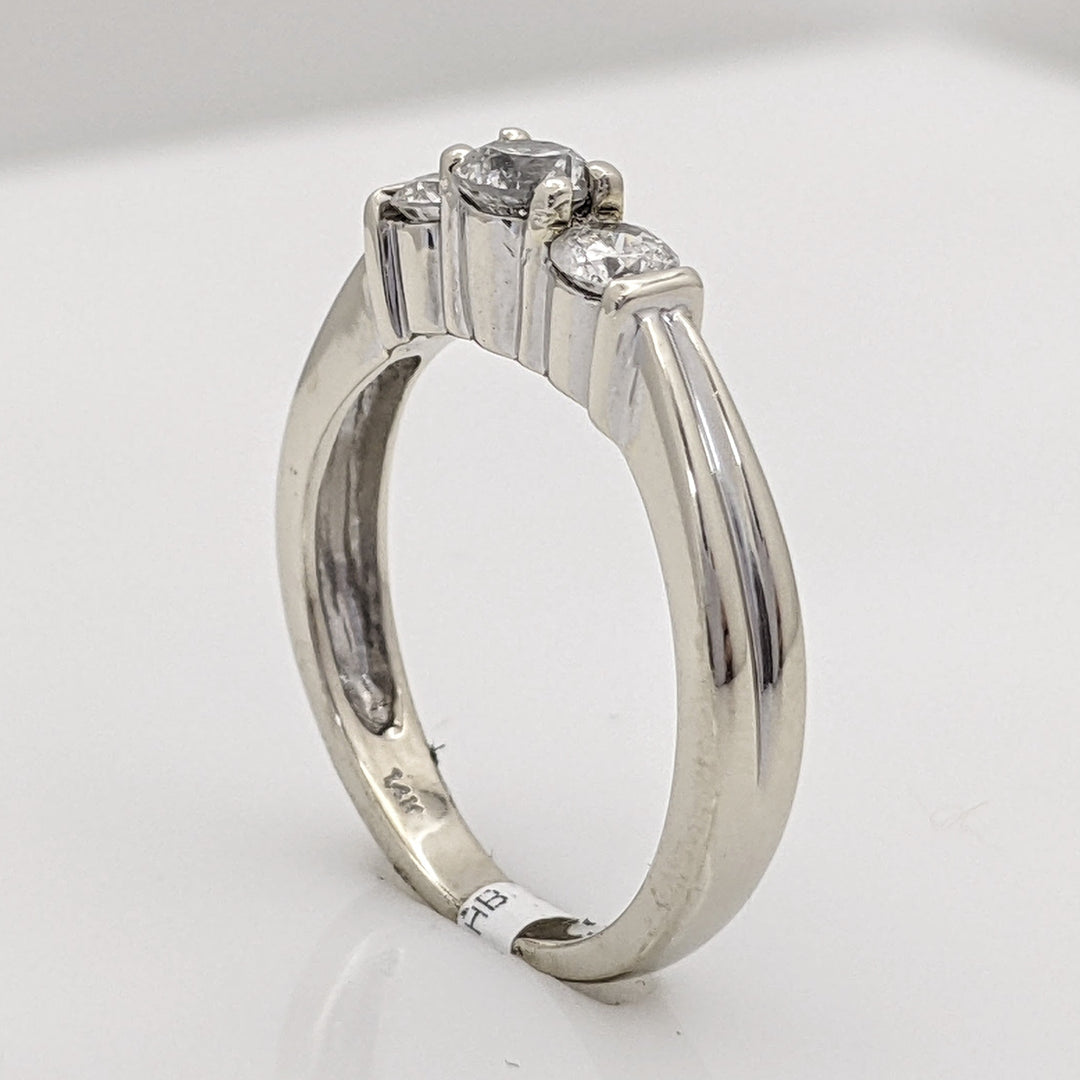 14K WHITE .44 CARAT TOTAL WEIGHT I1 I DIAMOND ROUND (3) TRINITY ESTATE RING 3.1 GRAMS