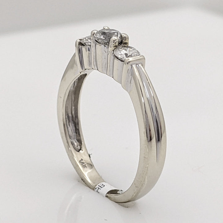 14K WHITE .44 CARAT TOTAL WEIGHT I1 I DIAMOND ROUND (3) TRINITY ESTATE RING 3.1 GRAMS
