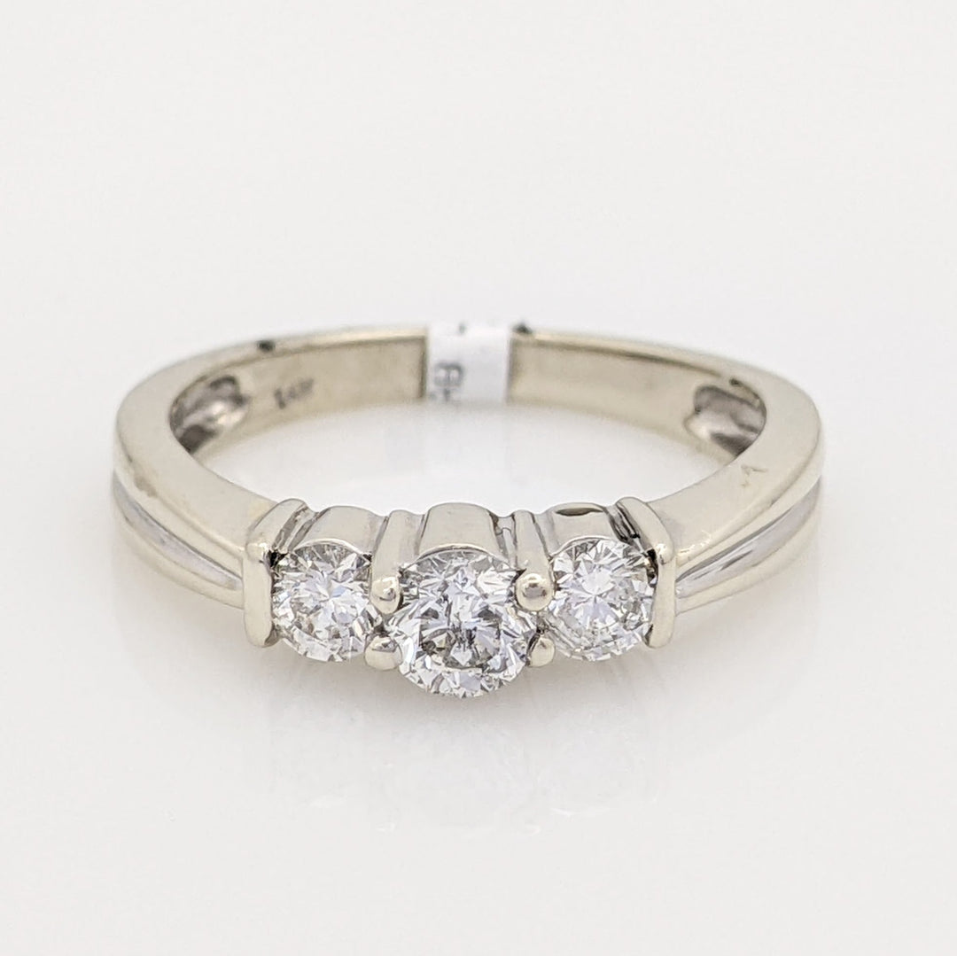14K WHITE .44 CARAT TOTAL WEIGHT I1 I DIAMOND ROUND (3) TRINITY ESTATE RING 3.1 GRAMS