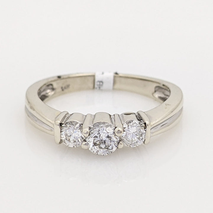 14K WHITE .44 CARAT TOTAL WEIGHT I1 I DIAMOND ROUND (3) TRINITY ESTATE RING 3.1 GRAMS