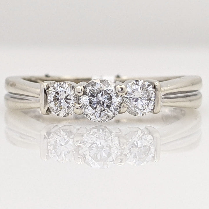 14K WHITE .44 CARAT TOTAL WEIGHT I1 I DIAMOND ROUND (3) TRINITY ESTATE RING 3.1 GRAMS