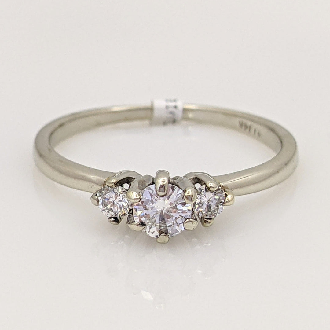 14K WHITE .30 CARAT TOTAL WEIGHT SI2 H DIAMOND ROUND (3) TRINITY ESTATE RING 2.2 GRAMS