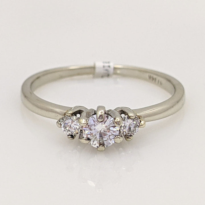 14K WHITE .30 CARAT TOTAL WEIGHT SI2 H DIAMOND ROUND (3) TRINITY ESTATE RING 2.2 GRAMS