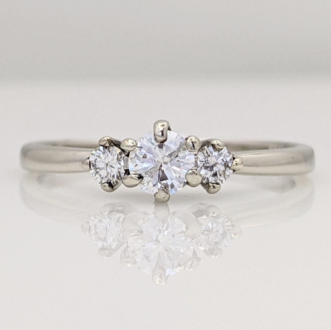 14K WHITE .50 CARAT TOTAL WEIGHT I1 H DIAMOND ROUND (3) ESTATE RING 1.8 GRAMS