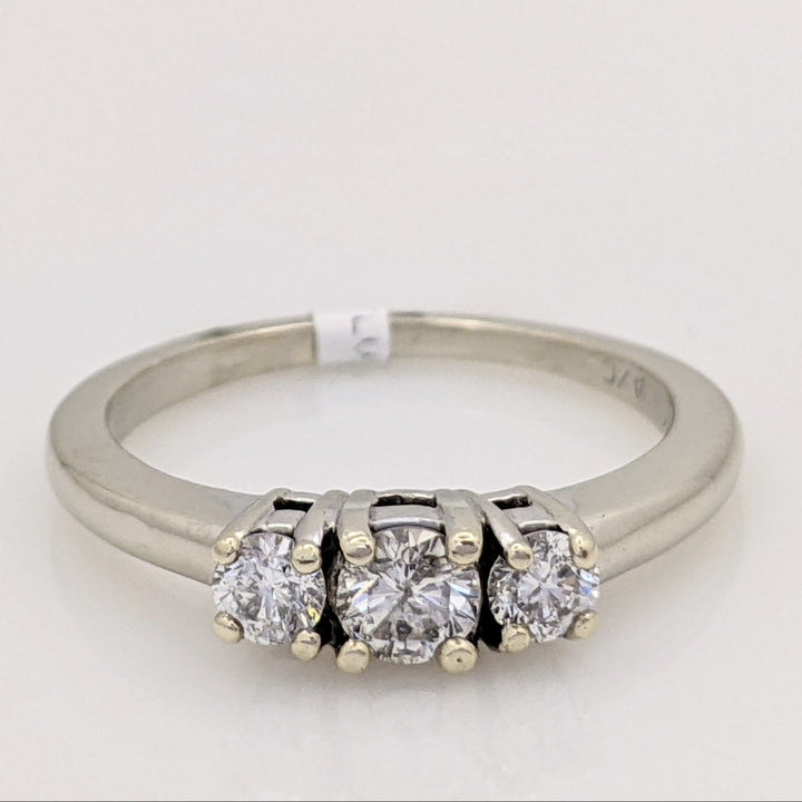 14K WHITE .47 CARAT TOTAL WEIGHT I1 I DIAMOND ROUND (3) TRINITY ESTATE RING 3.3 GRAMS