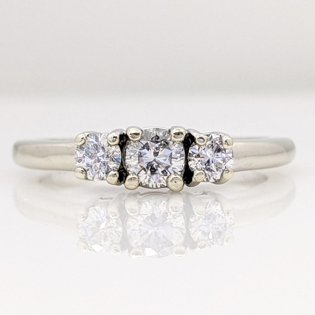 14K WHITE .47 CARAT TOTAL WEIGHT I1 I DIAMOND ROUND (3) TRINITY ESTATE RING 3.3 GRAMS