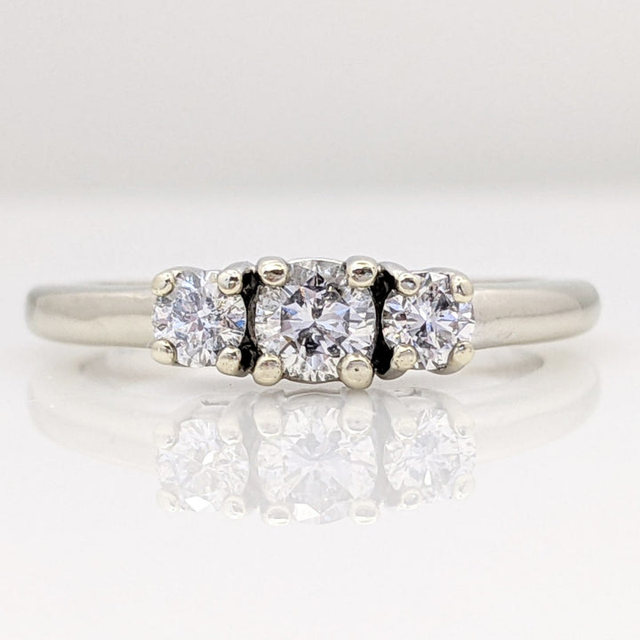 14K WHITE .47 CARAT TOTAL WEIGHT I1 I DIAMOND ROUND (3) TRINITY ESTATE RING 3.3 GRAMS